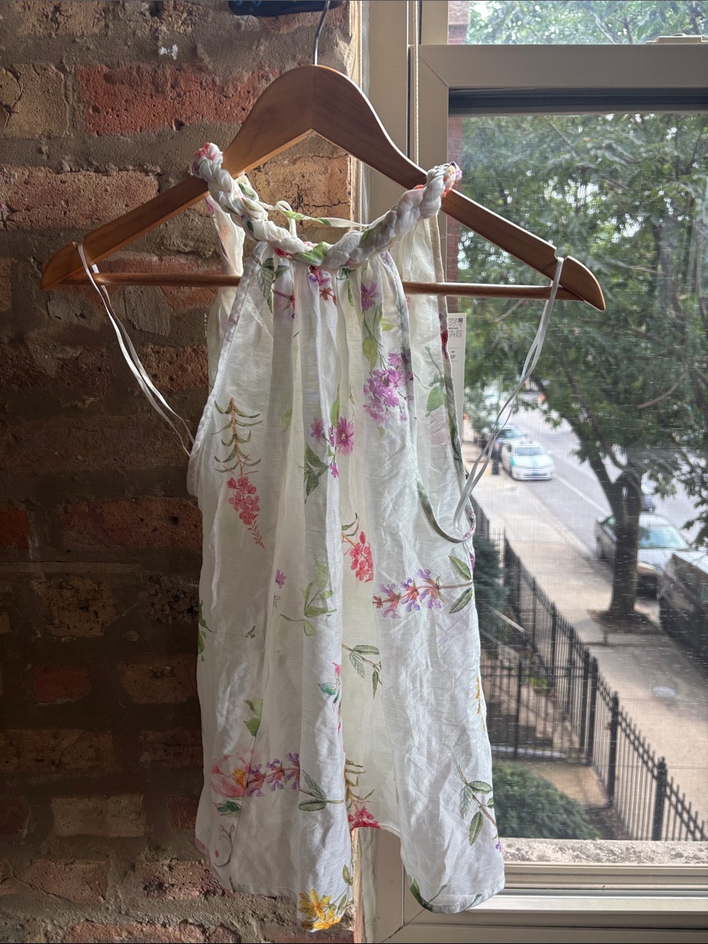 Zara Halter Top Floral Breathable White Top, NWT
